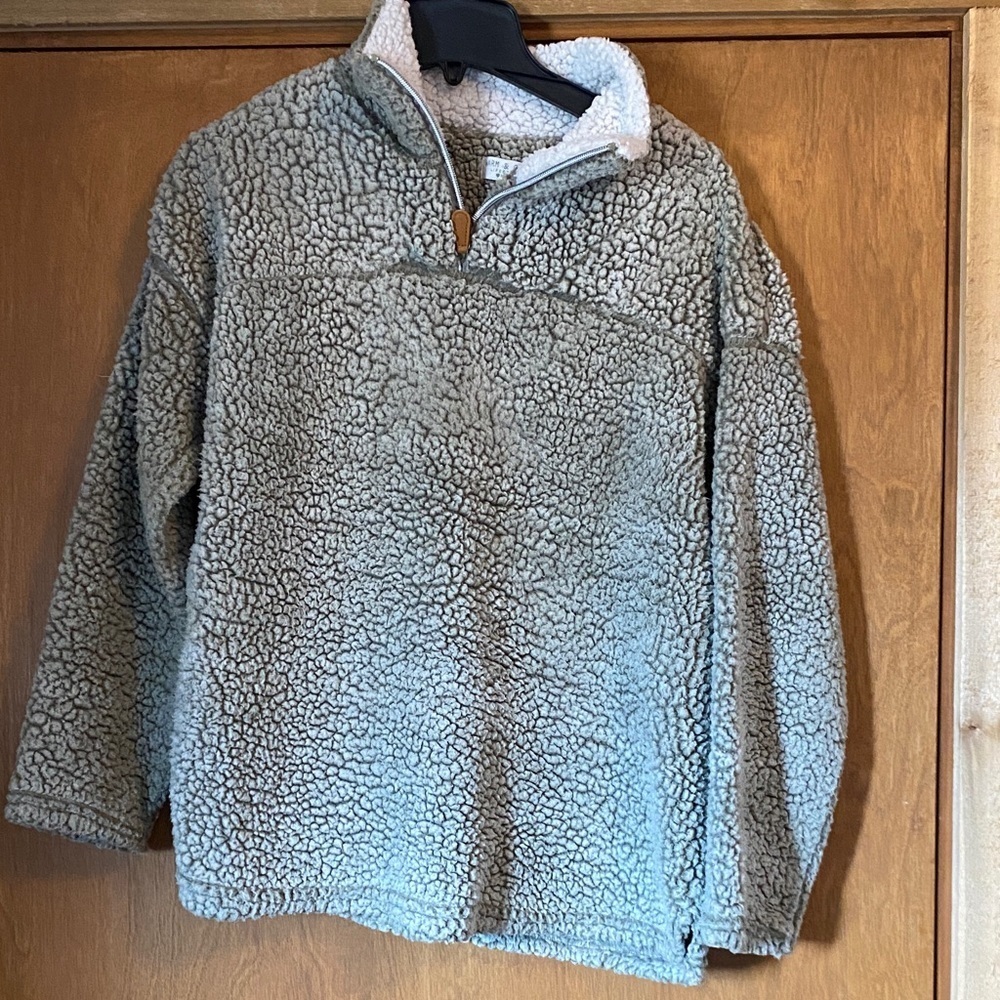 Sage green Sherpa quarter zip sweatshirt